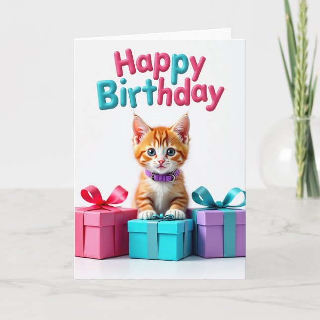 Kitten Birthday Gifts Card (Front)