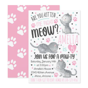 Kitten Birthday Invitation, Are You Kitten Me Invitation