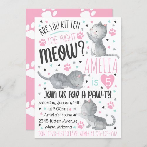 Kitten Birthday Invitation Are You Kitten Me Invitation