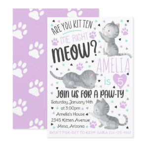 Kitten Birthday Invitation, Are You Kitten Me Invitation