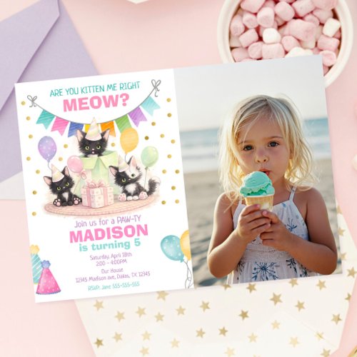 Kitten Birthday Invitation Are you kitten me Party