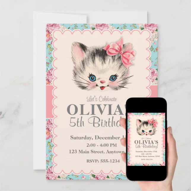 Kitten Birthday Party Invitations Zazzle
