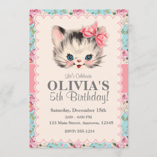 Kitten Birthday Party Invitations