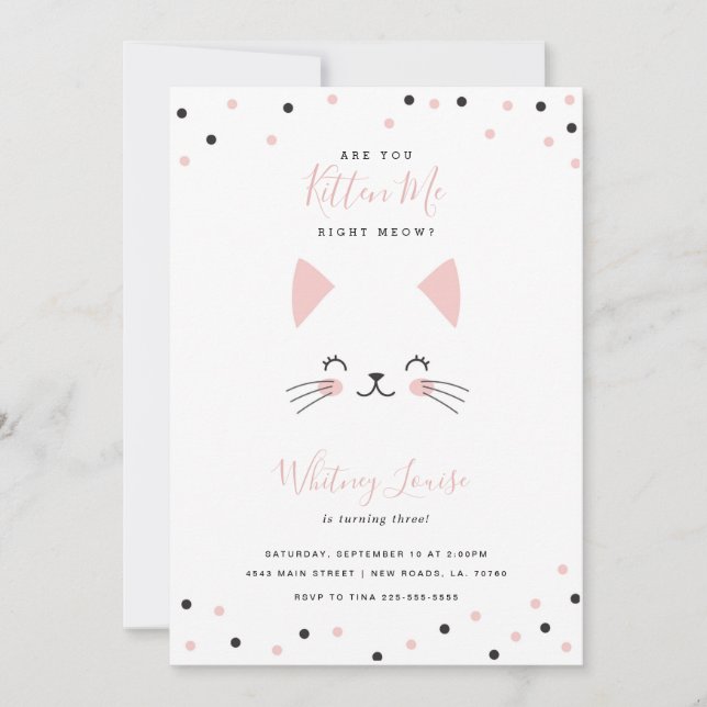 Kitten Birthday Party Invitations (Front)