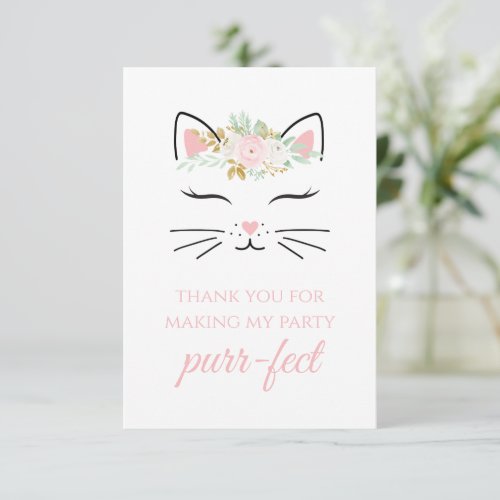 Kitten Birthday Party thank you cards floral kitty