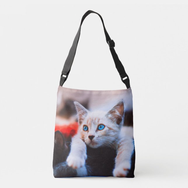 Kitten Blue Eyed Adorable Cute Cat Crossbody Bag (Back)