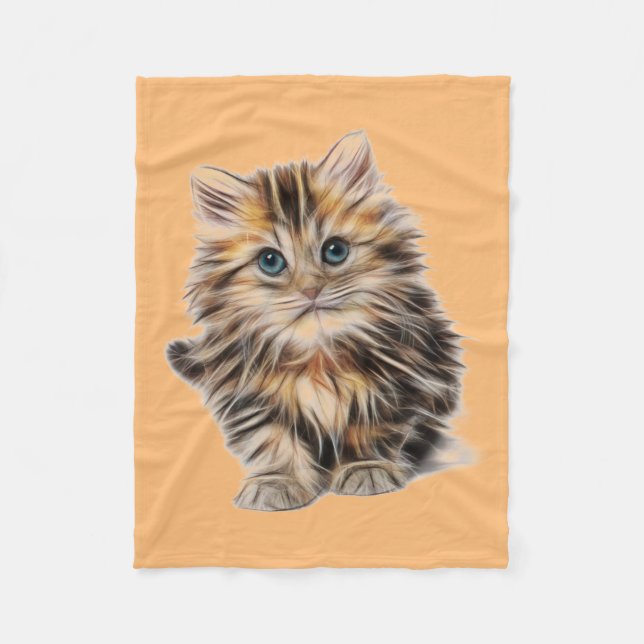 Kitten Blue Eyes Fleece Blanket (Front)