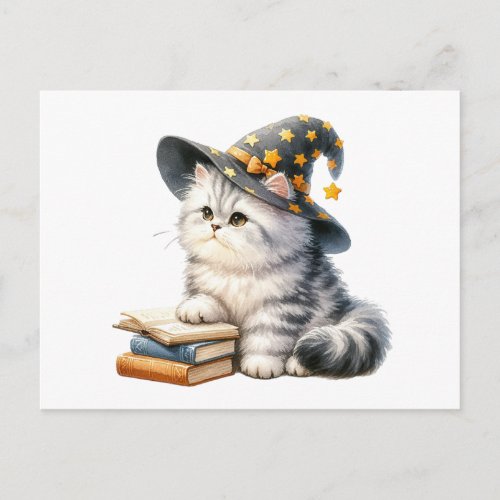 Kitten Book Cat Witch Hello Love Thinking of You Postcard