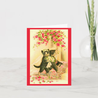 kitten bride and groom wedding invitation