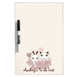 Kitten Bunny Animal Friends Girl Kids To Do List Dry-Erase Board