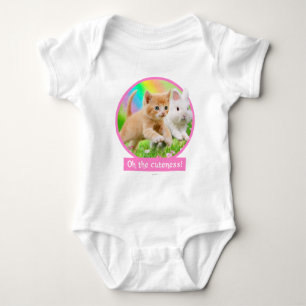 Kitten & Bunny with Rainbow Baby Bodysuit