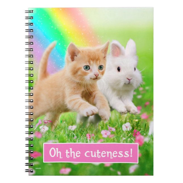 Kitten & Bunny with Rainbow Notebook (Front)
