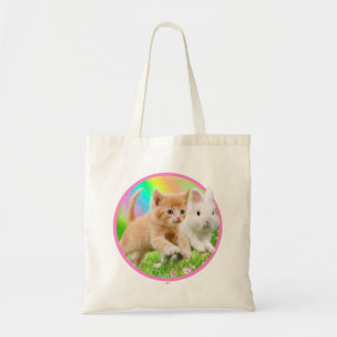 Kitten & Bunny with Rainbow Tote Bag