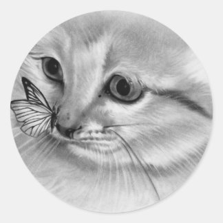 Kitten Butterfly Sticker