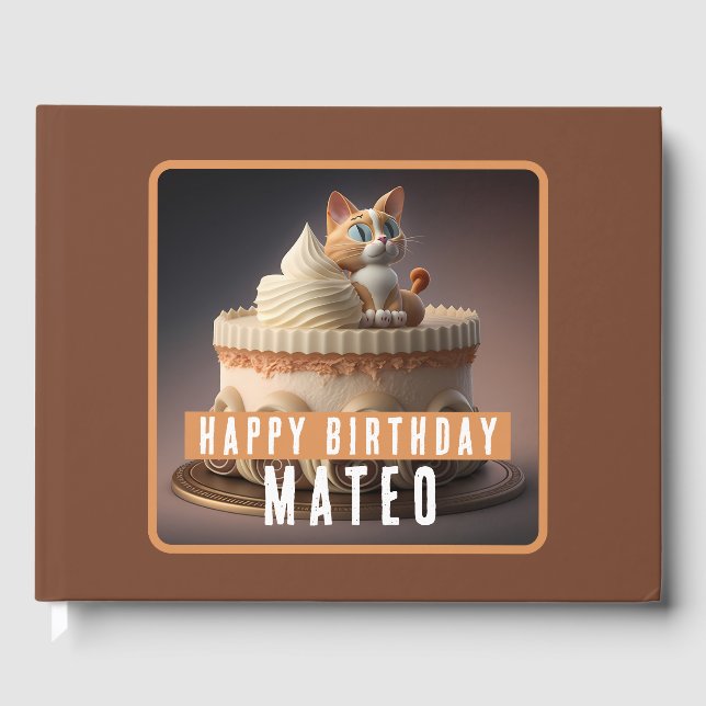 Kitten Cake -  Birthdays Guest Book (Front)