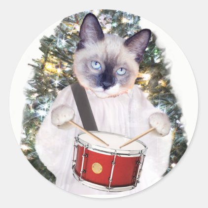 Kitten Carol Christmas Classic Round Sticker