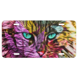 Kitten Cat Artsy Design License Plate