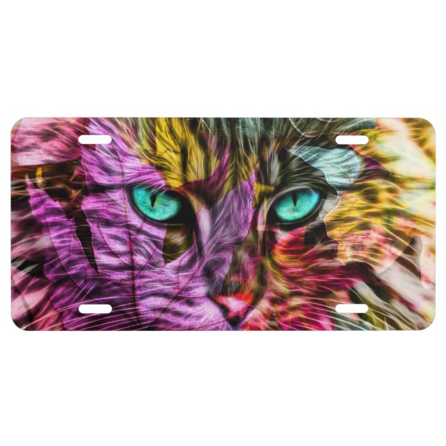 Kitten Cat Artsy Design License Plate (Front)