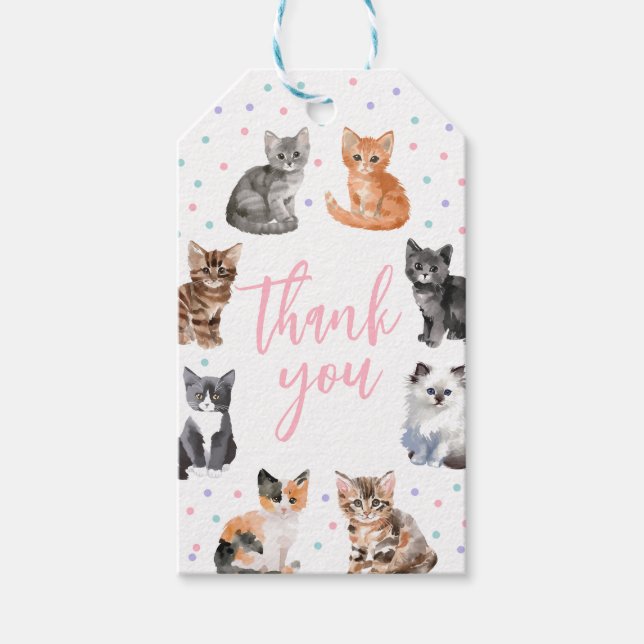 Kitten Cat Birthday Favor Tag (Front)