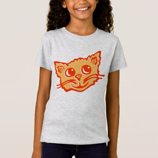 Kitten / cat face cute happy graphic girls t-shirt (Front)