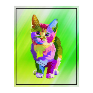 Kitten Cat Face Prismatic Design Acrylic Print