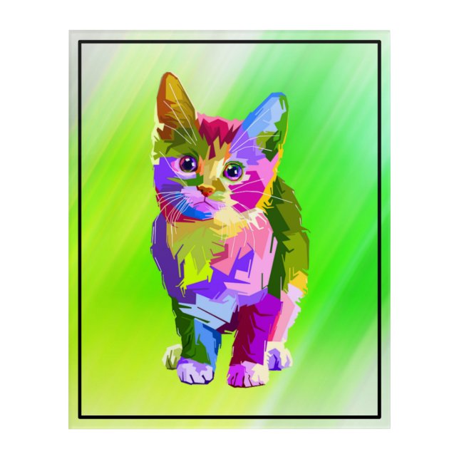 Kitten Cat Face Prismatic Design Acrylic Print (Front)