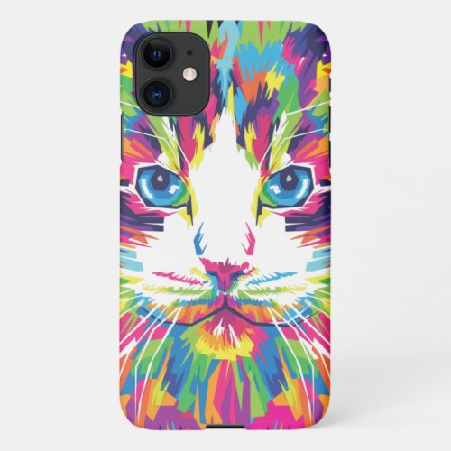 Kitten Cat Face Prismatic Design iPhone 11 Case