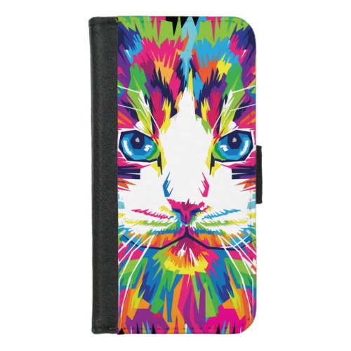 Kitten Cat Face Prismatic Design iPhone 87 Wallet Case