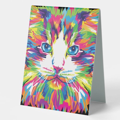 Kitten Cat Face Prismatic Design  Table Tent Sign