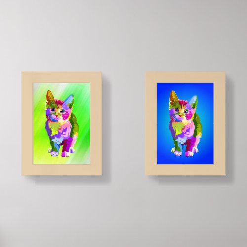 Kitten Cat Face Prismatic Design Wall Art Sets