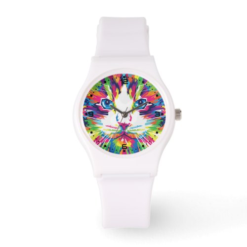 Kitten Cat Face Prismatic Design Watch
