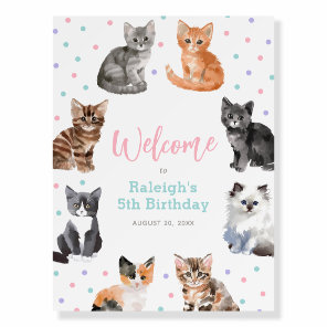 Kitten Cat Girl Birthday Welcome Sign