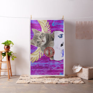 Kitten Cat Guilty Fish  Fabric