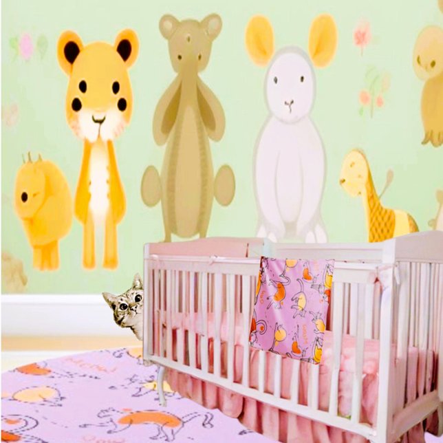 Kitten Cat Lovers Fun Artful Rug (Matching baby blanket avaliable.)