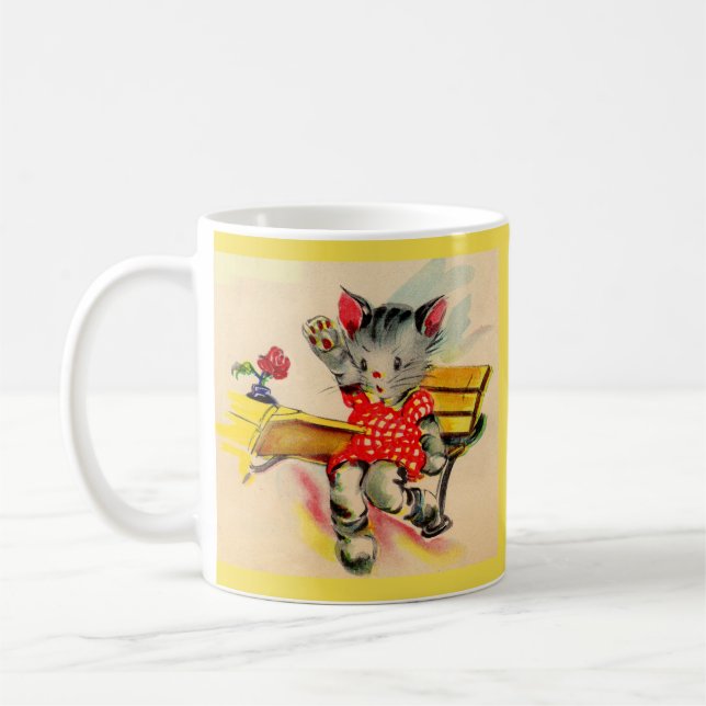kitten cat student coffee mug (Left)
