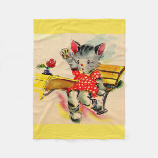 kitten cat student fleece blanket