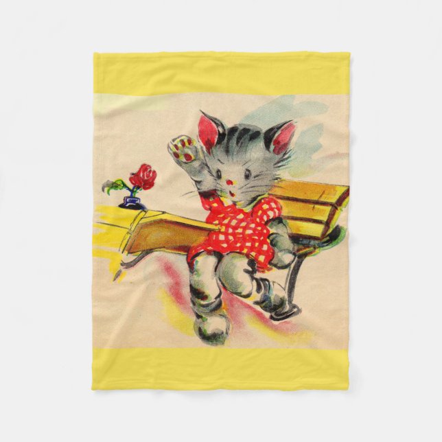 kitten cat student fleece blanket (Front)