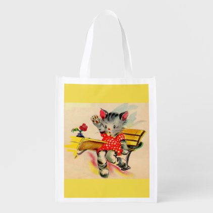 kitten cat student grocery bag