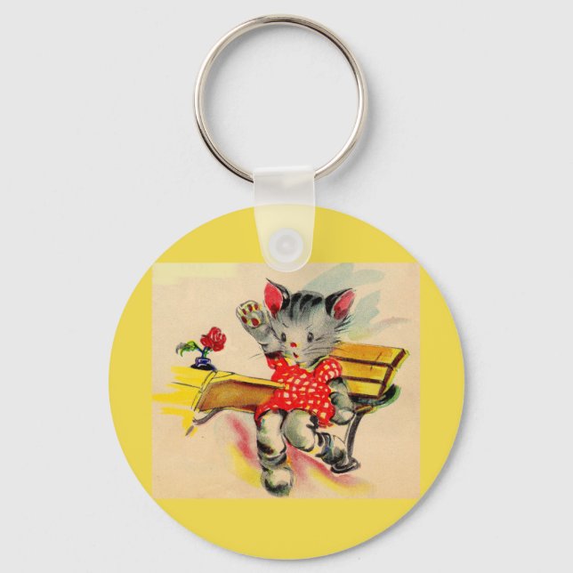 kitten cat student keychain (Front)