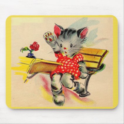 kitten cat student mouse pad