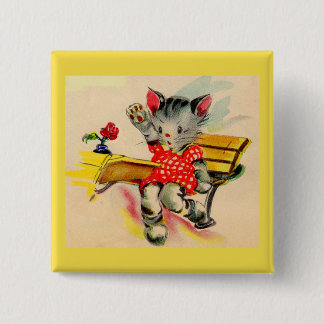 kitten cat student pinback button