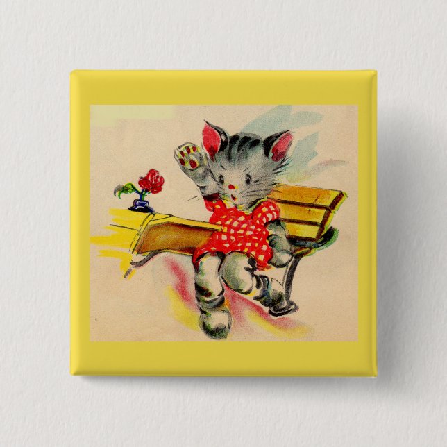 kitten cat student pinback button (Front)