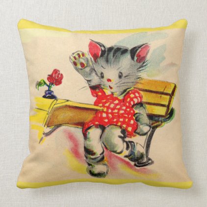 kitten cat student throw pillow