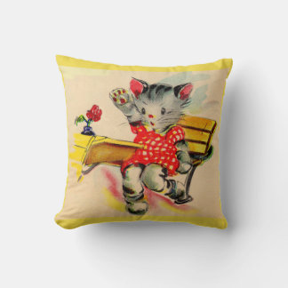 kitten cat student throw pillow