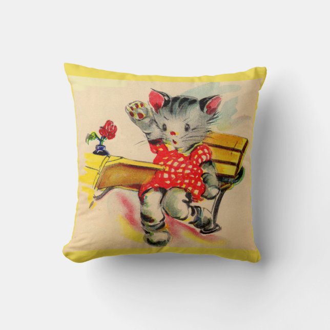 kitten cat student throw pillow (Front)