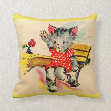 kitten cat student throw pillow