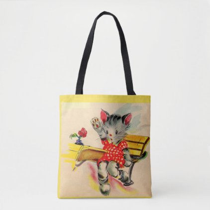 kitten cat student tote bag