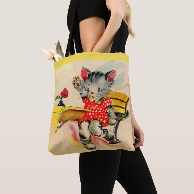 kitten cat student tote bag (Close Up)