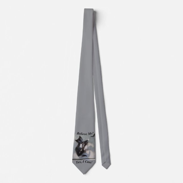 Kitten Catching Mouse Customisable Cat Photo Fun  Neck Tie (Front)