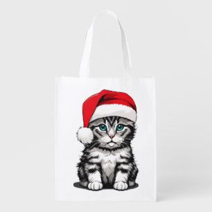 Kitten Christmas Grocery Bag